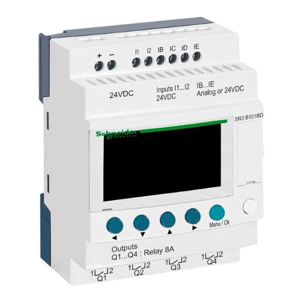 Relé Zelio Logic II 24VCC 6ED + 4SR C/Display Schneider Electric