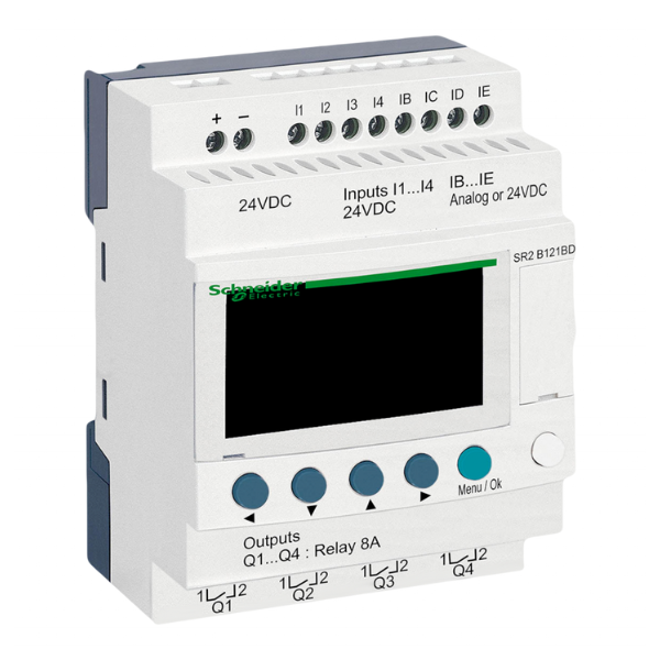 Relé Zelio SR2B121BD Logic II 24VCC 8ED + 4SR C/Display Schneider Electric